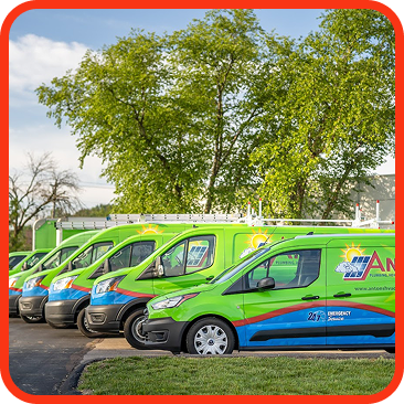 green vans in a line