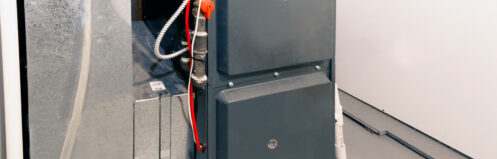 High energy efficient furnace in a basement