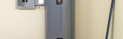 Tank water heater installed in a home